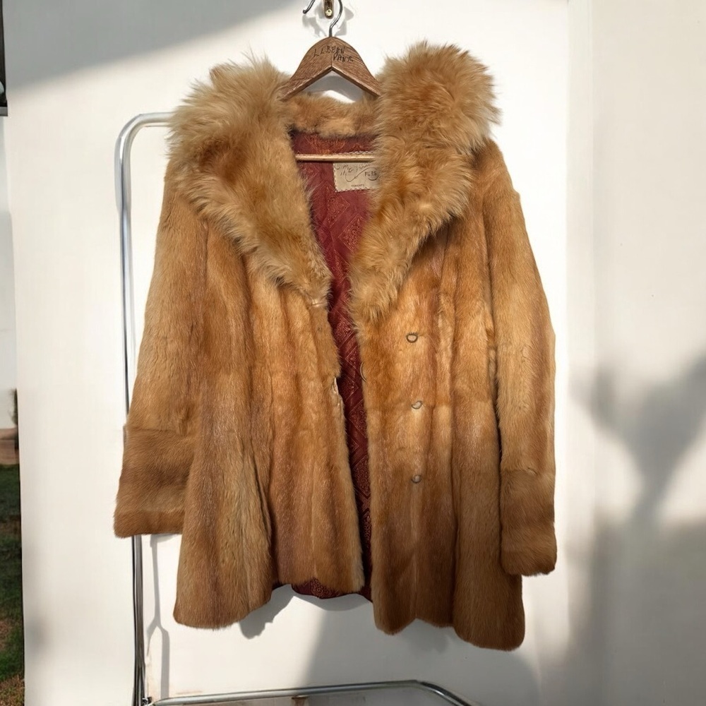 Luxurious vintage red fox fur coat